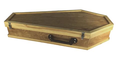 Coffin case - Hard cue case shaped like a coffin, featuring the word “Voodoo” on the front, with chrome hinges and locks, and a purple-stain interior lining with storage for 1 cue shaft plus 1 cue butt, all with a side-mounted carrying handle for easy transport. Out of stock. SKU: 1X1CoffinVoodooHardCase Category: Pool Cue Cases. Features.